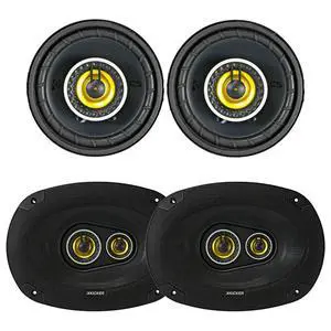 3.5" 90 Watt Max Power 4 Ohm 2-Way Car Audio Coaxial Speakers (Pair) and 6x9 450 Watt Peak Power 3-Way Vehicle Audio Speakers (Pair) 3.5" 90 Watt Max Power 4 Ohm 2-Way Car Audio Coaxial Speakers (Pair) and 6x9 450 Watt Peak Power 3-Way Vehicle Audio Speakers (Pair)
