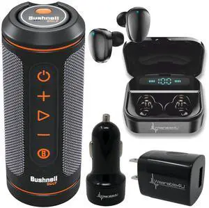 Bushnell Wingman 2 GPS Golf Speaker with Black Earbuds - Wall/Car Adapters Bundle Bushnell Wingman 2 GPS Golf Speaker with Black Earbuds - Wall/Car Adapters Bundle