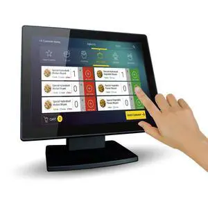 12-Inch Capacitive Multi-Touch POS TFT LED Touchscreen Monitor, True Flat Seamless Design with Adjustable POS Stand for Retail Restaurant, HDMI & VGA Inputs, High Resolution 1024 x 768 12-Inch Capacitive Multi-Touch POS TFT LED Touchscreen Monitor, True Flat Seamless Design with Adjustable POS Stand for Retail Restaurant, HDMI & VGA Inputs, High Resolution 1024 x 768