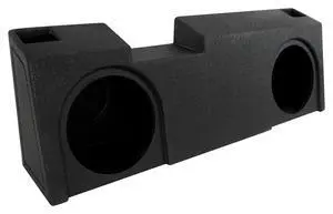 REC118 Dual 10" Ported Sub Box, Bedliner Finish, 37Hz Tuning | 1.1 Cu Ft Per Sub, 8.5" Mount Depth, 3/4" MDF, Spring Loaded Terminals, for 2019-Current GM Crew/Double Cab REC118 Dual 10" Ported Sub Box, Bedliner Finish, 37Hz Tuning | 1.1 Cu Ft Per Sub, 8.5" Mount Depth, 3/4" MDF, Spring Loaded Terminals, for 2019-Current GM Crew/Double Cab