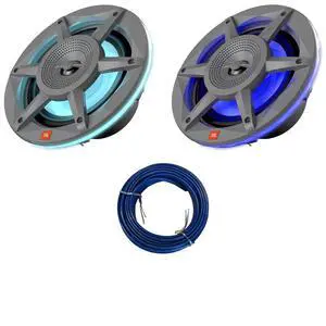 One Pair (Qty 2) of JBL Stadium SD62GAM 6.5" 300 Watt Max Power 2-Way RGB Illumination Gray Marine Audio Speakers (Bulk Packaging) Bundle Combo with 20 Feet 16 Gauge Speaker Wire One Pair (Qty 2) of JBL Stadium SD62GAM 6.5" 300 Watt Max Power 2-Way RGB Illumination Gray Marine Audio Speakers (Bulk Packaging) Bundle Combo with 20 Feet 16 Gauge Speaker Wire