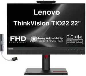ThinkVision TIO22 22" FHD IPS Conferencing Monitor Anti-Glare | with 4ms Response Time, VESA Mount (100 x 100mm), Adjustable Height, Tilt, Swivel, Pivot, HDMI & DKZ USB Port (12N8GAR1UZ) ThinkVision TIO22 22" FHD IPS Conferencing Monitor Anti-Glare | with 4ms Response Time, VESA Mount (100 x 100mm), Adjustable Height, Tilt, Swivel, Pivot, HDMI & DKZ USB Port (12N8GAR1UZ)