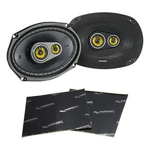 Kicker 46CSC6934 Car Audio 6x9 3-Way Full Range Stereo Speakers Pair CSC693 Bundle Sound Dampening Speaker Kit Kicker 46CSC6934 Car Audio 6x9 3-Way Full Range Stereo Speakers Pair CSC693 Bundle Sound Dampening Speaker Kit