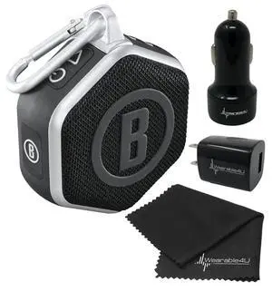 Bushnell Wingman Mini Black/Silver GPS Bluetooth Speaker with Cleaning Cloth and Wall/Car Chargers Bundle Bushnell Wingman Mini Black/Silver GPS Bluetooth Speaker with Cleaning Cloth and Wall/Car Chargers Bundle