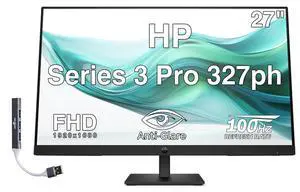 HP Series 3 Pro 327ph 27" FHD IPS Monitor with 5ms Response Time, Anti-Glare, Flicker Free, VESA Mount (100mm), Displayport, HDMI & Dockztorm USB Port Expander, Black Color (B0CG8UT#ABA) HP Series 3 Pro 327ph 27" FHD IPS Monitor with 5ms Response Time, Anti-Glare, Flicker Free, VESA Mount (100mm), Displayport, HDMI & Dockztorm USB Port Expander, Black Color (B0CG8UT#ABA)