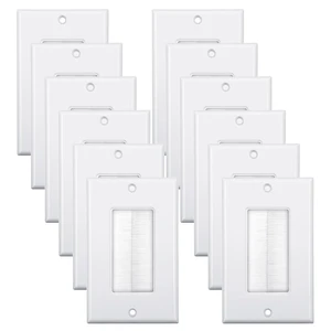 12 Pack Brush Wall Plate, Cable Pass Through Insert for Wires Multimedia Pass-Through Insert, Single Gang Cable Access Strap, Wall Socket, 4.50" x 2.75", White, 24 Screws Included 12 Pack Brush Wall Plate, Cable Pass Through Insert for Wires Multimedia Pass-Through Insert, Single Gang Cable Access Strap, Wall Socket, 4.50" x 2.75", White, 24 Screws Included