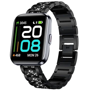 Women's Jewelry Bling Diamond Metal Dressy Strap, Adjustable Replacement Strap Accessories Sports Band Compatible for Quican ID208 Plus 1.8 Inches Smart Watch Women's Jewelry Bling Diamond Metal Dressy Strap, Adjustable Replacement Strap Accessories Sports Band Compatible for Quican ID208 Plus 1.8 Inches Smart Watch