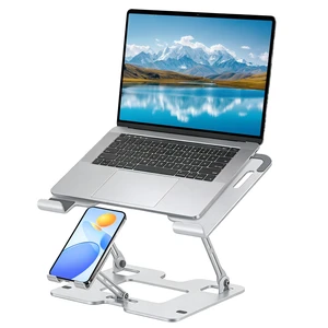 Ergonomic 2-in-1 Laptop Stand for Desk with Phone Holder, Adjustable Laptop Riser, Computer Stand for Laptop, Sturdy and Portable Stand, Compatible with Most Laptops and Phones (White) Ergonomic 2-in-1 Laptop Stand for Desk with Phone Holder, Adjustable Laptop Riser, Computer Stand for Laptop, Sturdy and Portable Stand, Compatible with Most Laptops and Phones (White)