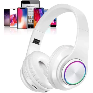 Kids Bluetooth Over Ear Headphones with LED Lights, White Built-in Mic, Bluetooth 5.0, Wired and Wireless Foldable Stereo Headphones for Classroom, Office, Tablet, Airplane,Travel Kids Bluetooth Over Ear Headphones with LED Lights, White Built-in Mic, Bluetooth 5.0, Wired and Wireless Foldable Stereo Headphones for Classroom, Office, Tablet, Airplane,Travel