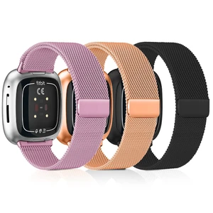 3 Pack Metal Band Compatible for Fitbit Versa 4/3/Sense 2/1 Stainless Steel Magnetic Design,Mesh Loop Strap for Women Men 3 Pack Metal Band Compatible for Fitbit Versa 4/3/Sense 2/1 Stainless Steel Magnetic Design,Mesh Loop Strap for Women Men