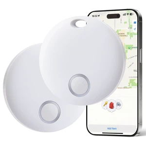 Bluetooth Tracker Tags, Works with Apple Find My, White, 2 Pack IP67 Waterproof Item Finder With Replaceable Battery And 180ft Range For Keys, Luggage, Backpacks And Wallets, iOS Only Bluetooth Tracker Tags, Works with Apple Find My, White, 2 Pack IP67 Waterproof Item Finder With Replaceable Battery And 180ft Range For Keys, Luggage, Backpacks And Wallets, iOS Only