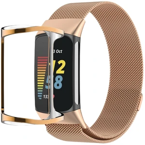 Bands with Case Compatible for Fitbit Charge 6/5, Metal Adjustable Braided Strap with Magnetic Clasp, Stainless Steel Mesh Loop TPU Bumper Cover for Men Women Bands with Case Compatible for Fitbit Charge 6/5, Metal Adjustable Braided Strap with Magnetic Clasp, Stainless Steel Mesh Loop TPU Bumper Cover for Men Women