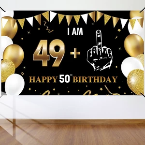 50th Birthday Decorations, Big Black Gold I Am 49+1 Banner Black Gold Happy 50th Birthday Anniversary Banner Backdrop Poster Sign, Fifty Years Photo Poster Sign Party Supplies 50th Birthday Decorations, Big Black Gold I Am 49+1 Banner Black Gold Happy 50th Birthday Anniversary Banner Backdrop Poster Sign, Fifty Years Photo Poster Sign Party Supplies