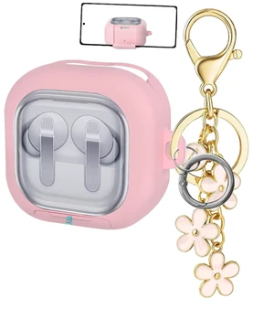 for Samsung Galaxy Buds 4 / Galaxy Buds 4 Pro Case Lock with Cute Flower Keychain, Stylish TPU Hard Clear Case for Samsung Buds4 / Buds 4Pro Earbuds with Phone Stand Function for Women Men (Pink) for Samsung Galaxy Buds 4 / Galaxy Buds 4 Pro Case Lock with Cute Flower Keychain, Stylish TPU Hard Clear Case for Samsung Buds4 / Buds 4Pro Earbuds with Phone Stand Function for Women Men (Pink)