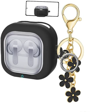for Samsung Galaxy Buds 4 / Galaxy Buds 4 Pro Case Lock with Cute Flower Keychain, Stylish TPU Hard Clear Case for Samsung Buds4 / Buds 4Pro Earbuds with Phone Stand Function for Women Men (Black) for Samsung Galaxy Buds 4 / Galaxy Buds 4 Pro Case Lock with Cute Flower Keychain, Stylish TPU Hard Clear Case for Samsung Buds4 / Buds 4Pro Earbuds with Phone Stand Function for Women Men (Black)