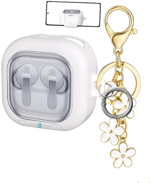 for Samsung Galaxy Buds 4 / Galaxy Buds 4 Pro Case Lock with Cute Flower Keychain, Stylish TPU Hard Clear Case for Samsung Buds4 / Buds 4Pro Earbuds with Phone Stand Function for Women Men (White) for Samsung Galaxy Buds 4 / Galaxy Buds 4 Pro Case Lock with Cute Flower Keychain, Stylish TPU Hard Clear Case for Samsung Buds4 / Buds 4Pro Earbuds with Phone Stand Function for Women Men (White)