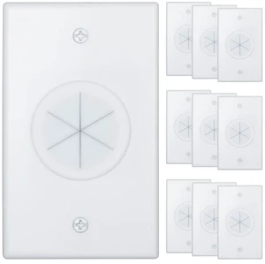 Cable Wall Plate 10 pack, Cable Pass Through Wall Plate White with Round Silicone Passthrough for Low Voltage Cables, Cord Hider for Wall Mount Flat TV, Home Theater Media System Cable Wall Plate 10 pack, Cable Pass Through Wall Plate White with Round Silicone Passthrough for Low Voltage Cables, Cord Hider for Wall Mount Flat TV, Home Theater Media System