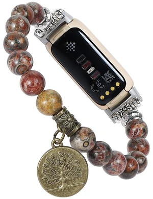 Compatible with Fitbit Luxe Band Agate Natural Gemstone Beads Boho Bracelet for Women Energy Stones Healing Crystal Chakra Tree of Life Orangestone 6"-6½" Compatible with Fitbit Luxe Band Agate Natural Gemstone Beads Boho Bracelet for Women Energy Stones Healing Crystal Chakra Tree of Life Orangestone 6"-6½"