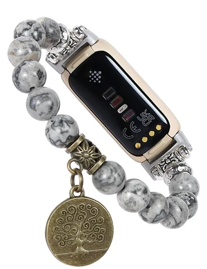 Compatible with Fitbit Luxe Band Agate Natural Gemstone Beads Boho Bracelet for Women Energy Stones Healing Crystal Chakra Tree of Life Mapstone 5½"-6" Compatible with Fitbit Luxe Band Agate Natural Gemstone Beads Boho Bracelet for Women Energy Stones Healing Crystal Chakra Tree of Life Mapstone 5½"-6"