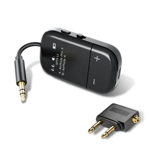 Airplane Bluetooth Adapter for 2 AirPods or Headphones OLED Display, aptX Adaptive Bluetooth 5.3 Transmitter 3.5mm Aux 30-Hour Battery In-Flight Wireless Audio for Travel Airplane Bluetooth Adapter for 2 AirPods or Headphones OLED Display, aptX Adaptive Bluetooth 5.3 Transmitter 3.5mm Aux 30-Hour Battery In-Flight Wireless Audio for Travel