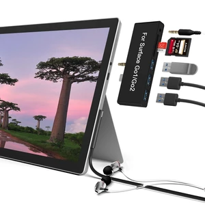 Surface Go Hub, 6-in-2 USB C Surface Go Docking Station with USB 3.0+2 USB2.0 Ports, 3.5mm Earphones Jack,SD/TF Card Reader Surface Go Hub, 6-in-2 USB C Surface Go Docking Station with USB 3.0+2 USB2.0 Ports, 3.5mm Earphones Jack,SD/TF Card Reader