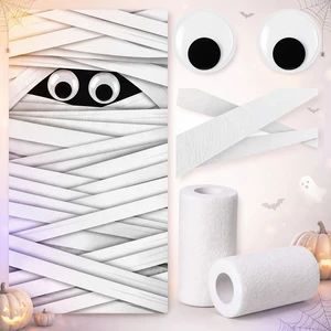 4 Piece Halloween Mummy Door Decoration with Eyeballs & Bandage 7.1"inch Plastic Eyeballs, Tearable Bandages, 3D Front Door Decor, Haunted House Decor, Reusable Effortless to Store 4 Piece Halloween Mummy Door Decoration with Eyeballs & Bandage 7.1"inch Plastic Eyeballs, Tearable Bandages, 3D Front Door Decor, Haunted House Decor, Reusable Effortless to Store