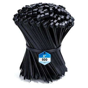 500 Pack Heavy Duty Zip Ties 8 Inch 220lbs Black Cable Ties Ultra Strong Tensile Strength, UV Resistant Plastic Ties for Indoor & Outdoor Use 500 Pack Heavy Duty Zip Ties 8 Inch 220lbs Black Cable Ties Ultra Strong Tensile Strength, UV Resistant Plastic Ties for Indoor & Outdoor Use