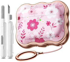 for AirPods Pro 3 Case with Safety Lock, Cleaner Kit & Keychain Flower Print Cover with Scalloped Edge for Women Girls, Compatible with Apple AirPods Pro 3 Case Cover, Wireless Charging for AirPods Pro 3 Case with Safety Lock, Cleaner Kit & Keychain Flower Print Cover with Scalloped Edge for Women Girls, Compatible with Apple AirPods Pro 3 Case Cover, Wireless Charging