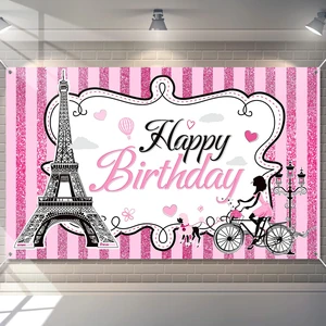 Paris Photo Backdrop Eiffel Tower Wall Tapestry Paris Themed Birthday Party Decorations Banner Pink Wall Hanging Decor, 5.9 x 3.6 ft Paris Photo Backdrop Eiffel Tower Wall Tapestry Paris Themed Birthday Party Decorations Banner Pink Wall Hanging Decor, 5.9 x 3.6 ft