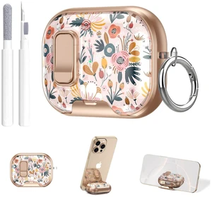 Secure Lock for Airpods Pro 3 Case Clear,Girly Cute Floral for Airpods Pro 3rd Generation Case Cover with Phone Stand,Auto Pop-up,Hybrid Protection with Carabiner&Cleaning Pen Women-Golden Secure Lock for Airpods Pro 3 Case Clear,Girly Cute Floral for Airpods Pro 3rd Generation Case Cover with Phone Stand,Auto Pop-up,Hybrid Protection with Carabiner&Cleaning Pen Women-Golden
