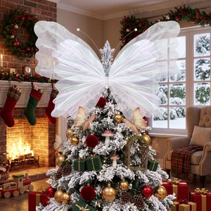 71'' Christmas Butterfly Tree Topper, 3D Giant White Decor Oversized 3D Butterfly, Mariposas Grandes Para Decoracion, Butterfly Backdrop with Fishing Line for Xmas Tree, Mantel Decor 71'' Christmas Butterfly Tree Topper, 3D Giant White Decor Oversized 3D Butterfly, Mariposas Grandes Para Decoracion, Butterfly Backdrop with Fishing Line for Xmas Tree, Mantel Decor