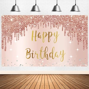 Happy Birthday Decorations for Girls Women, Happy Birthday Banner Backdrop Pink Rose Gold Theme Party Sign Supplies, Large 16th-50th Birthday Poster Background Photo Booth Props Happy Birthday Decorations for Girls Women, Happy Birthday Banner Backdrop Pink Rose Gold Theme Party Sign Supplies, Large 16th-50th Birthday Poster Background Photo Booth Props