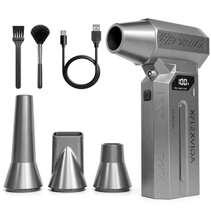 Rechargeable Compressed Air Duster, 120,000 RPM, 4 Nozzles 120k RPM, LCD: battery % at startup, P1-P4 in use, LED light, 4 nozzles, 2 brushes, 5200mAh USB-C, 223g, up to 50 min Rechargeable Compressed Air Duster, 120,000 RPM, 4 Nozzles 120k RPM, LCD: battery % at startup, P1-P4 in use, LED light, 4 nozzles, 2 brushes, 5200mAh USB-C, 223g, up to 50 min