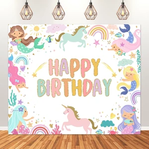 Mermaid Unicorn Birthday Backdrop Rainbow Mermaid Backdrop 6x5ft Cotton, Unicorn Backdrop, Happy Birthday Backdrop for Girls, Mermaid Birthday Party Decorations, Party Decorations Mermaid Unicorn Birthday Backdrop Rainbow Mermaid Backdrop 6x5ft Cotton, Unicorn Backdrop, Happy Birthday Backdrop for Girls, Mermaid Birthday Party Decorations, Party Decorations