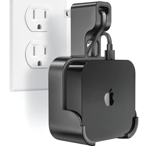 Wall Mount Holder Bracket for Apple TV 4k 3rd Generation - Outlet Hanger Stand for Apple-TV 4k+ Gen 3 Built-in Cable Management, Hide & Store Messy Wires, Black Wall Mount Holder Bracket for Apple TV 4k 3rd Generation - Outlet Hanger Stand for Apple-TV 4k+ Gen 3 Built-in Cable Management, Hide & Store Messy Wires, Black