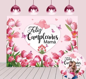 Feliz Cumpleanos Mama Backdrop Mexico Happy Mother's Day Pink Flowers Background Best Mom Ever I Love Mom Birthday Party Decorations Photo Booth Props (8x6FT) Feliz Cumpleanos Mama Backdrop Mexico Happy Mother's Day Pink Flowers Background Best Mom Ever I Love Mom Birthday Party Decorations Photo Booth Props (8x6FT)