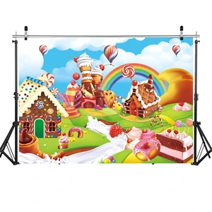 Candyland Backdrop 8x6FT Cartoon Rainbow Lollipop Icecream Sweet Donut Candy Photography Background for 1st First Birthday Party Decoration Baby Shower Photo Props (96x72 inch) Candyland Backdrop 8x6FT Cartoon Rainbow Lollipop Icecream Sweet Donut Candy Photography Background for 1st First Birthday Party Decoration Baby Shower Photo Props (96x72 inch)
