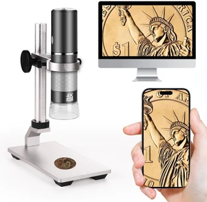 4K Microscope with Metal Pro Stand, Digital Microscope Camera 3840x2160 Resolution, 50X-1000X Magnification USB Microscope, Compatible with iPhone Android Tablets Mac Chrome Linux Windows 4K Microscope with Metal Pro Stand, Digital Microscope Camera 3840x2160 Resolution, 50X-1000X Magnification USB Microscope, Compatible with iPhone Android Tablets Mac Chrome Linux Windows