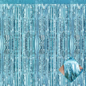 4 Pack Light Blue Foil Fringe Curtain Backdrop, 3.2Ft x 9.8Ft Metallic Tinsel Foil Fringe Streamers Curtains for Party, Photo Booth Prop, Birthday, Wedding, Halloween Party Decoration Supplies 4 Pack Light Blue Foil Fringe Curtain Backdrop, 3.2Ft x 9.8Ft Metallic Tinsel Foil Fringe Streamers Curtains for Party, Photo Booth Prop, Birthday, Wedding, Halloween Party Decoration Supplies