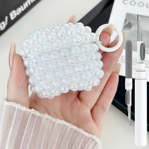 Cute Glitter Pearls Case for Airpods Pro 2/1 Cover Girls Women, Soft Handmade Beads TPU Airpods Pro 2nd/1st Generation Protective Cover with Cleaner Pen&Keychian for Air Pod Pros Gen 2/1, White Cute Glitter Pearls Case for Airpods Pro 2/1 Cover Girls Women, Soft Handmade Beads TPU Airpods Pro 2nd/1st Generation Protective Cover with Cleaner Pen&Keychian for Air Pod Pros Gen 2/1, White
