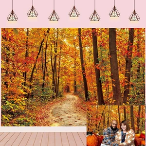 Autumn Forest Backdrop Maple Leaf Forest Mountain Road Realistic Natural Photography Background Autumn Harvest Birthday Party Decoration 8x6FT Autumn Forest Backdrop Maple Leaf Forest Mountain Road Realistic Natural Photography Background Autumn Harvest Birthday Party Decoration 8x6FT