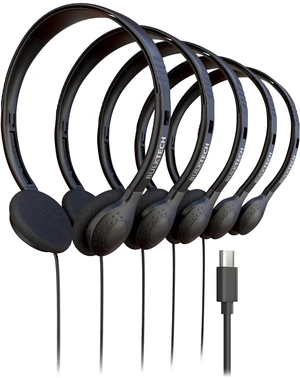5 Pack Bulk Wired On-Ear Headphones with USB Type-C Connector, Black 5 Pack Bulk Wired On-Ear Headphones with USB Type-C Connector, Black