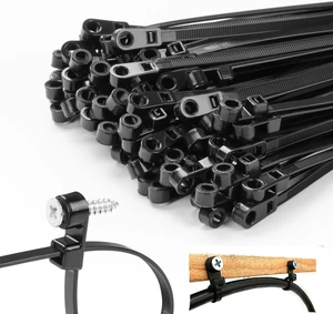 Black Zip Ties with Screw Mounting Hole, Cable Ties for Wire Management and Organization (200, 8" ZIP TIES ONLY) Black Zip Ties with Screw Mounting Hole, Cable Ties for Wire Management and Organization (200, 8" ZIP TIES ONLY)