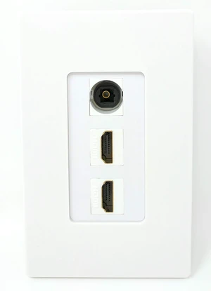2 Port HDMI 1 Toslink Screwless Decorative Wall Plate - White 2 Port HDMI 1 Toslink Screwless Decorative Wall Plate - White