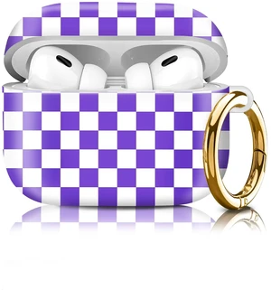 Compatiable for AirPod Pro 2nd/1st Generation Case,Lightweight & Durable Resistant Hard Case with Keychain,Stylish Design AirPod Case Cover for Women(Purple Checker) Compatiable for AirPod Pro 2nd/1st Generation Case,Lightweight & Durable Resistant Hard Case with Keychain,Stylish Design AirPod Case Cover for Women(Purple Checker)