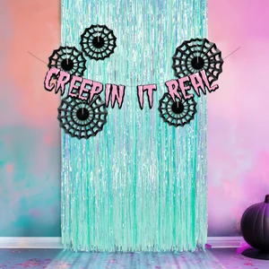 Halloween Neon Spider Web Backdrop Banner Party Decorations Cyan Pink Pastel Foil Summerween Curtain Streamers Cobweb Paper Fans Photobooth Background for Birthday Witch Party Supplies Halloween Neon Spider Web Backdrop Banner Party Decorations Cyan Pink Pastel Foil Summerween Curtain Streamers Cobweb Paper Fans Photobooth Background for Birthday Witch Party Supplies