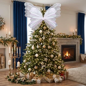 47'' Christmas Butterfly Tree Topper 3D Giant Butterfly Decor Large White Silk Butterfly Backdrop for Centerpieces, Big Mariposas Grandes Para Decor, Birthday Wedding Photo Party Decor 47'' Christmas Butterfly Tree Topper 3D Giant Butterfly Decor Large White Silk Butterfly Backdrop for Centerpieces, Big Mariposas Grandes Para Decor, Birthday Wedding Photo Party Decor