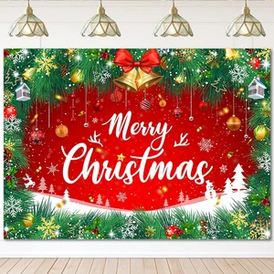 Merry Christmas Backdrop 7x5 ft Christmas Banner Decorations Fabric, Red Green Garland Christmas Banner, Jingle Bell Holiday Photo Background, Christmas Party Decorations, Photo Props Merry Christmas Backdrop 7x5 ft Christmas Banner Decorations Fabric, Red Green Garland Christmas Banner, Jingle Bell Holiday Photo Background, Christmas Party Decorations, Photo Props