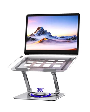 Laptop Stand for Desk, Adjustable Laptop Stand Swivel Computer Riser 360 Rotation Base, Portable Ergonomic Laptop Holder for Office Home Fits MacBook Air Pro, Dell, HP (10"-17.3") - Silver Laptop Stand for Desk, Adjustable Laptop Stand Swivel Computer Riser 360 Rotation Base, Portable Ergonomic Laptop Holder for Office Home Fits MacBook Air Pro, Dell, HP (10"-17.3") - Silver