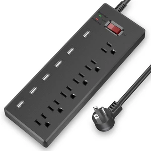 Surge Protector Power Strip, 6FT Surge Protector with 6 Outlets and 6 USB Charging Ports, 6 Feet Long Extension Cord for Home, Office, Dorm Essentials, 1625W/13A Surge Protector Power Strip, 6FT Surge Protector with 6 Outlets and 6 USB Charging Ports, 6 Feet Long Extension Cord for Home, Office, Dorm Essentials, 1625W/13A